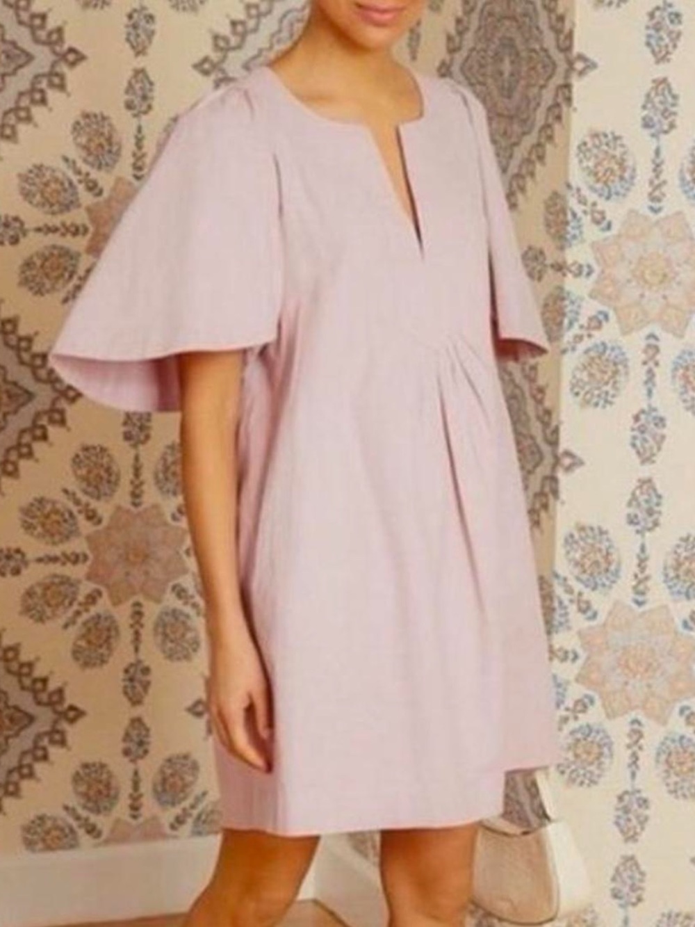 Pomander Place Light Pink Flutter-Sleeve Mini Dress